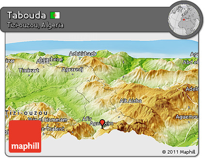 Physical Panoramic Map of Tabouda
