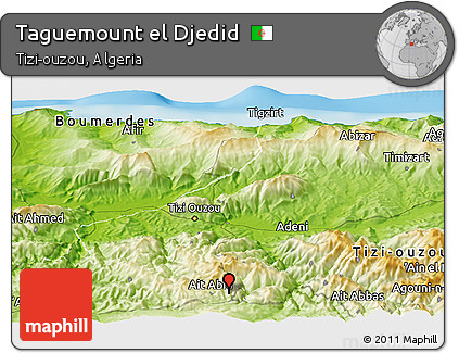 Physical Panoramic Map of Taguemount El Djedid