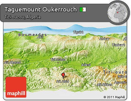 Physical Panoramic Map of Taguemount Oukerrouch