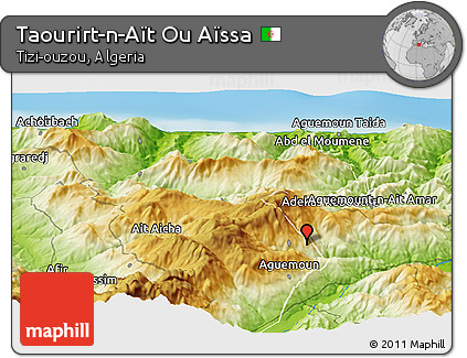 Physical Panoramic Map of Taourirt-n-Aït Ou Aïssa