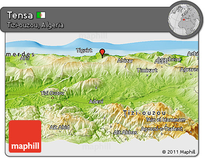 Physical Panoramic Map of Tensa