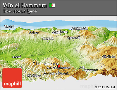 Physical Panoramic Map of 'Aïn El Hammam