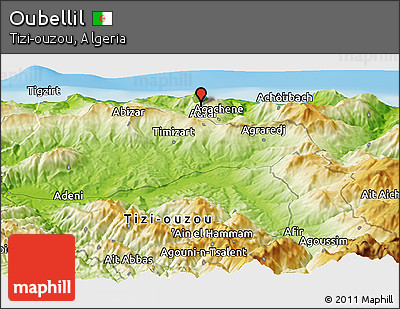 Physical Panoramic Map of Oubellil
