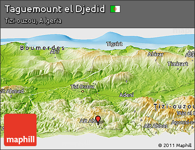Physical Panoramic Map of Taguemount El Djedid
