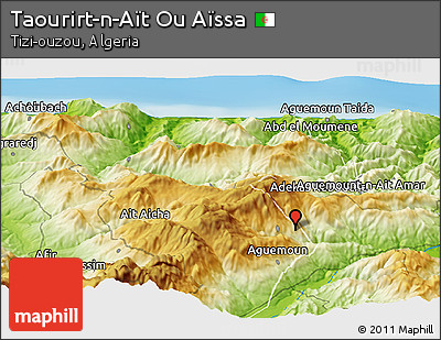 Physical Panoramic Map of Taourirt-n-Aït Ou Aïssa