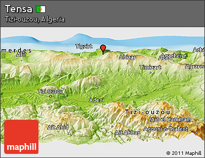 Physical Panoramic Map of Tensa