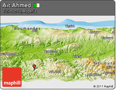 Physical Panoramic Map of Aït Ahmed