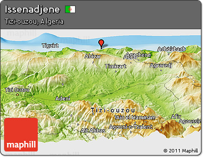 Physical Panoramic Map of Issenadjene