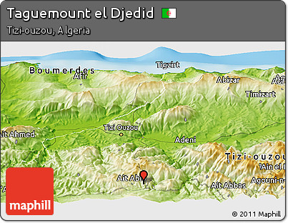 Physical Panoramic Map of Taguemount El Djedid