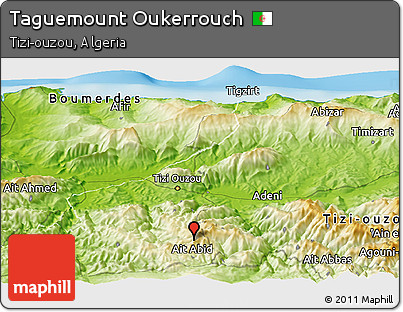 Physical Panoramic Map of Taguemount Oukerrouch