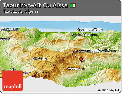 Physical Panoramic Map of Taourirt-n-Aït Ou Aïssa