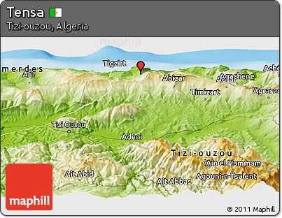 Physical Panoramic Map of Tensa