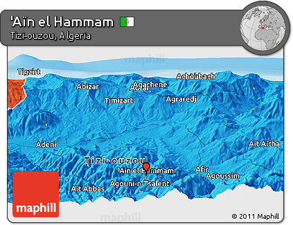 Political Panoramic Map of 'Aïn El Hammam