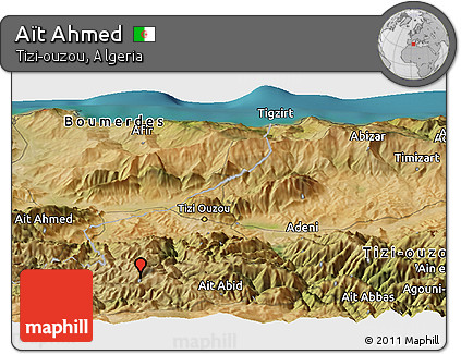 Satellite Panoramic Map of Aït Ahmed