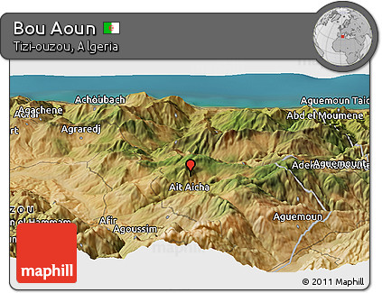 Satellite Panoramic Map of Bou Aoun