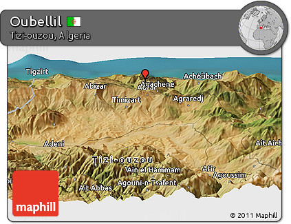 Satellite Panoramic Map of Oubellil