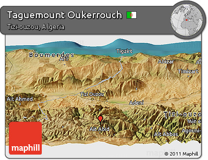 Satellite Panoramic Map of Taguemount Oukerrouch