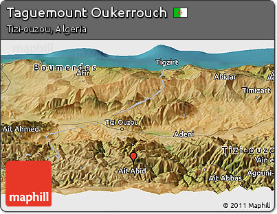 Satellite Panoramic Map of Taguemount Oukerrouch