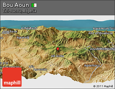 Satellite Panoramic Map of Bou Aoun