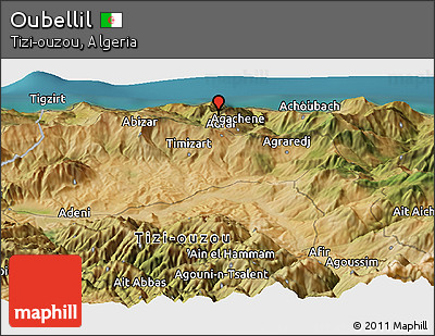 Satellite Panoramic Map of Oubellil