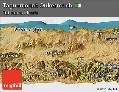 Satellite Panoramic Map of Taguemount Oukerrouch