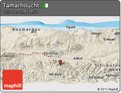 Shaded Relief Panoramic Map of Tamarhoucht