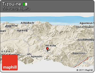 Shaded Relief Panoramic Map of Tizouine