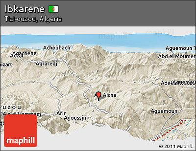 Shaded Relief Panoramic Map of Ibkarene
