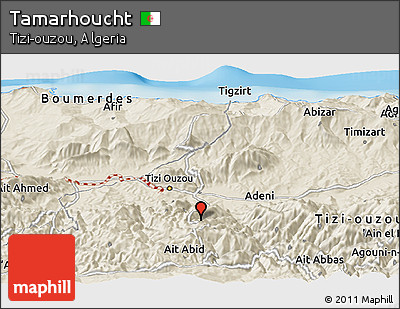 Shaded Relief Panoramic Map of Tamarhoucht