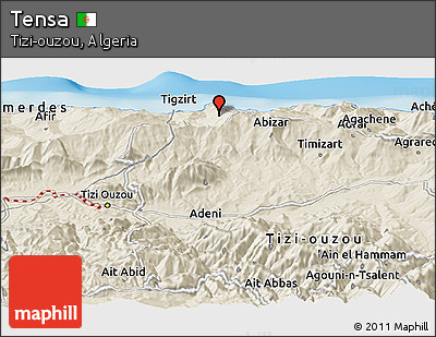 Shaded Relief Panoramic Map of Tensa