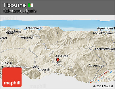 Shaded Relief Panoramic Map of Tizouine
