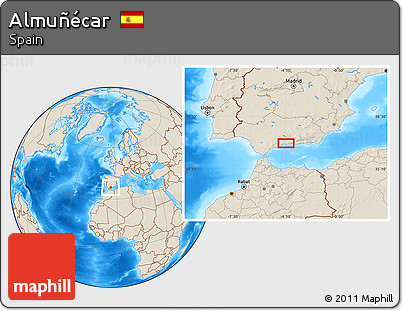 Shaded Relief Location Map of Almuñécar
