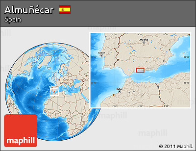 Shaded Relief Location Map of Almuñécar
