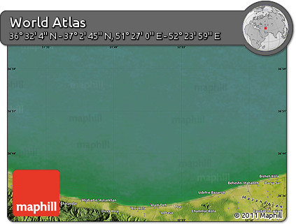 Satellite Map of the Area around 36° 47' 25" N, 51° 55' 29" E