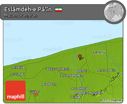 Physical 3D Map of Eslāmdeh-e Pā'īn