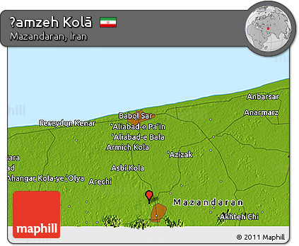 Physical 3D Map of Ḩamzeh Kolā