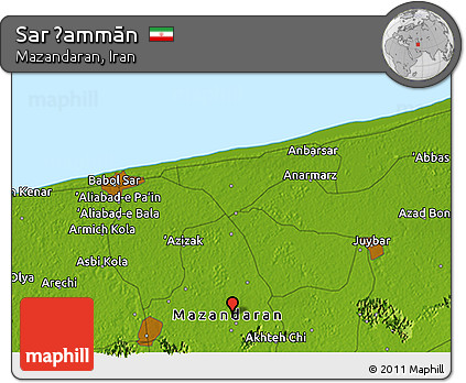 Physical 3D Map of Sar Ḩammān