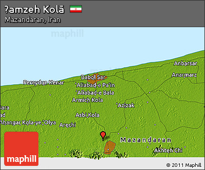 Physical 3D Map of Ḩamzeh Kolā