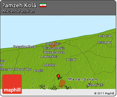 Physical 3D Map of Ḩamzeh Kolā