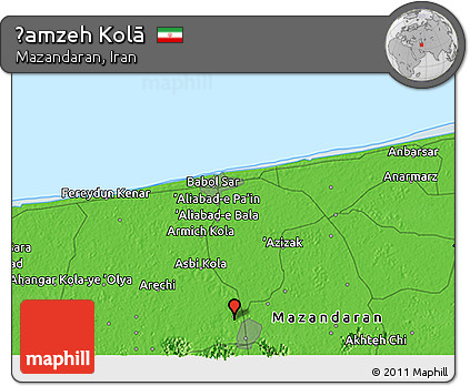 Political 3D Map of Ḩamzeh Kolā