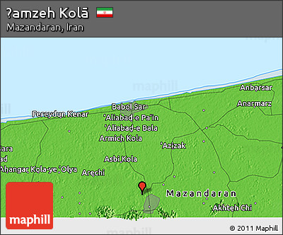 Political 3D Map of Ḩamzeh Kolā