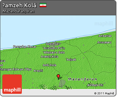 Political 3D Map of Ḩamzeh Kolā