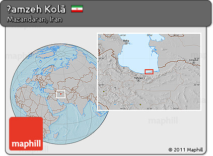 Gray Location Map of Ḩamzeh Kolā, hill shading