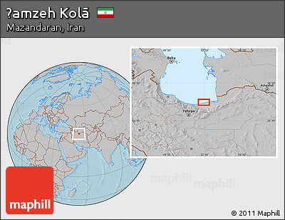 Gray Location Map of Ḩamzeh Kolā, hill shading