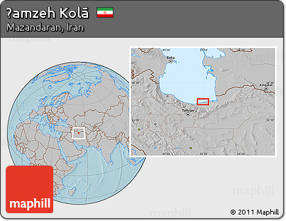 Gray Location Map of Ḩamzeh Kolā, hill shading