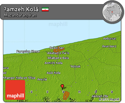 Physical Map of Ḩamzeh Kolā
