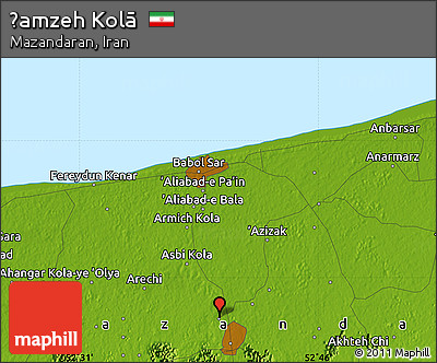 Physical Map of Ḩamzeh Kolā
