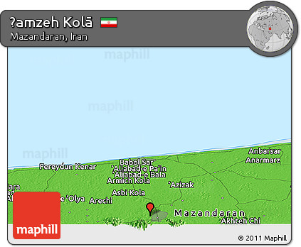 Political Panoramic Map of Ḩamzeh Kolā