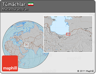 Gray Location Map of Tūmāchlar, hill shading