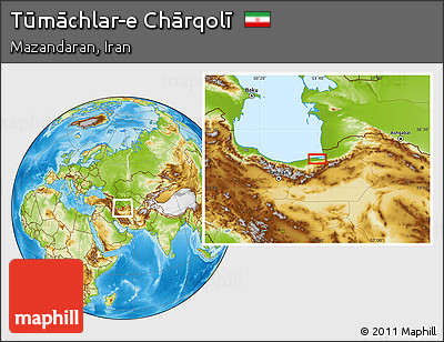 Physical Location Map of Tūmāchlar-e Chārqolī